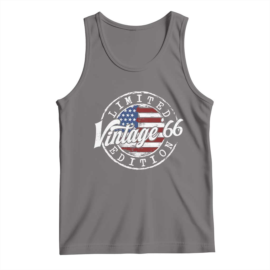 Funny 60th Birthday Tank Top Vintage 1966 Stamp 60 Years Old American Flag TS11 Deep Heather Print Your Wear