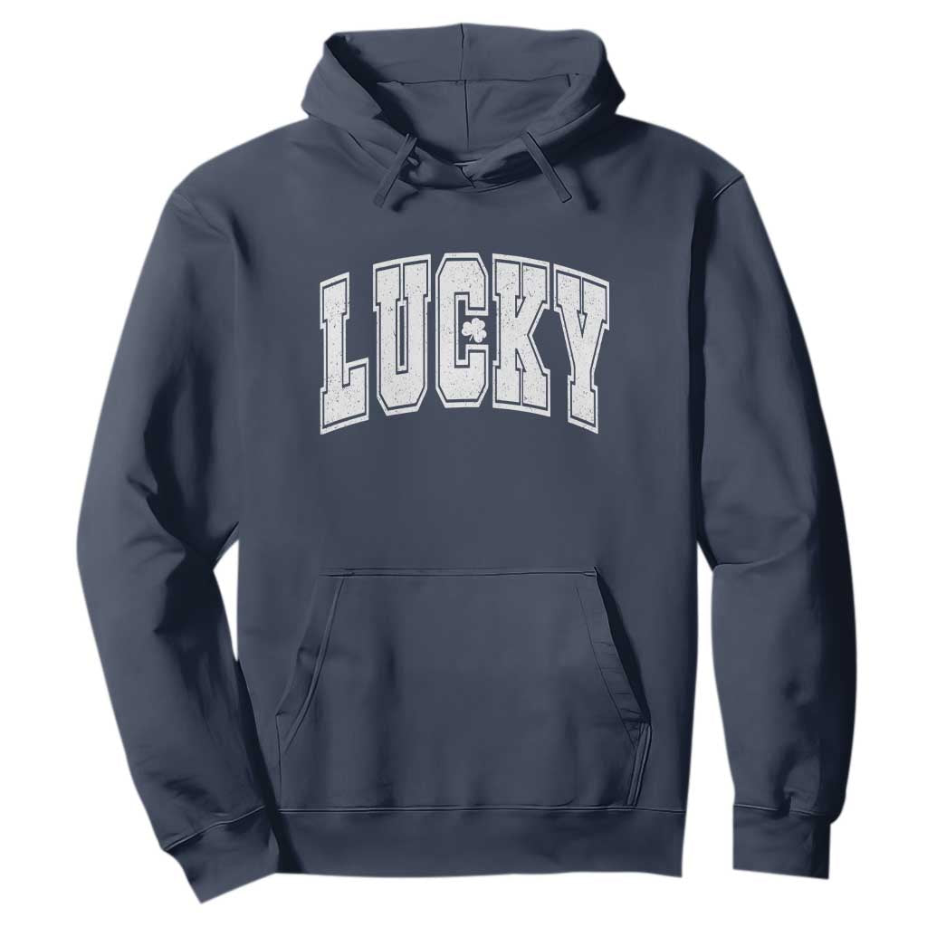 Vintage Lucky Shamrock Clover St Patricks Day Hoodie TS11 Navy Print Your Wear