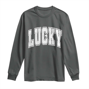 Vintage Lucky Shamrock Clover St Patricks Day Long Sleeve Shirt TS11 Dark Heather Print Your Wear