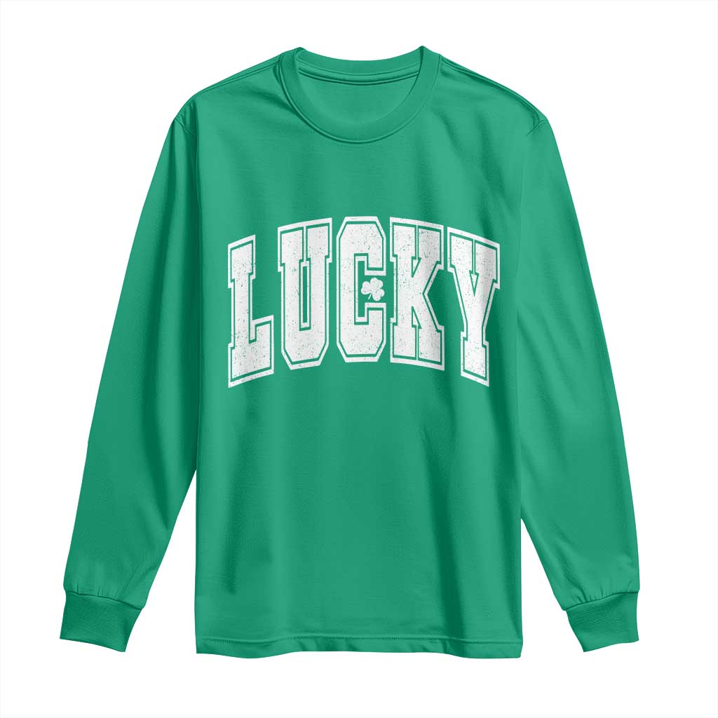 Vintage Lucky Shamrock Clover St Patricks Day Long Sleeve Shirt TS11 Irish Green Print Your Wear