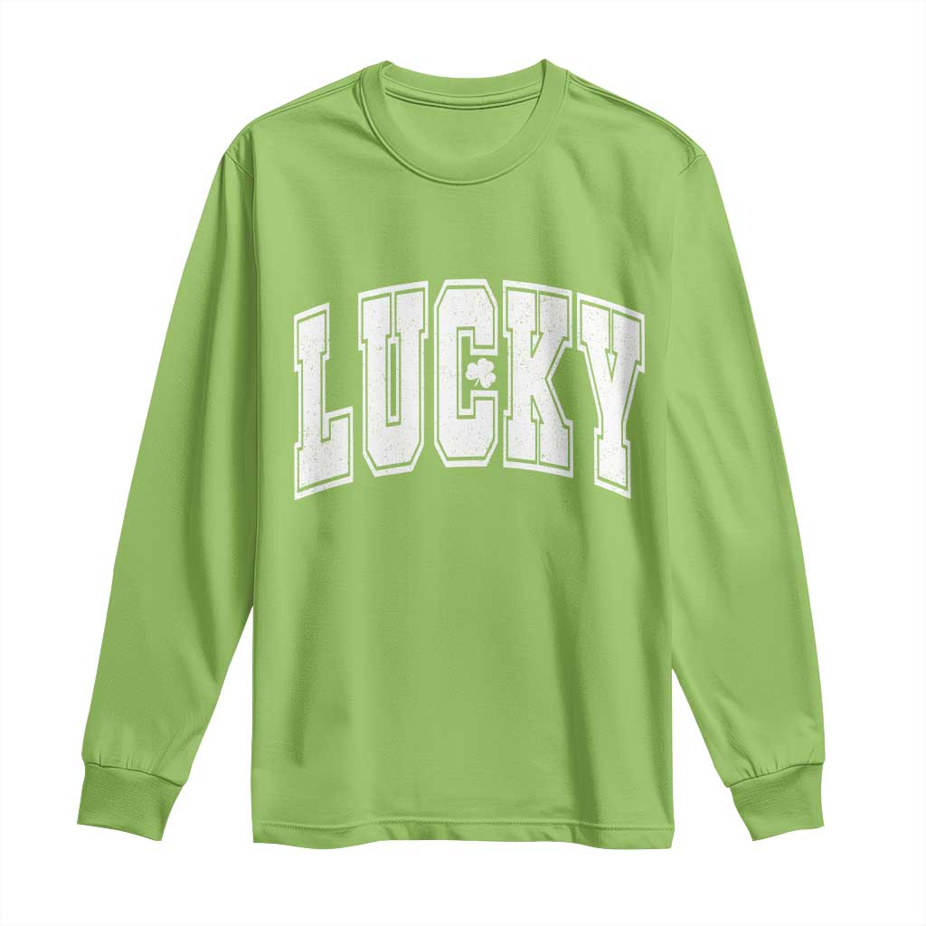 Vintage Lucky Shamrock Clover St Patricks Day Long Sleeve Shirt TS11 Lime Print Your Wear