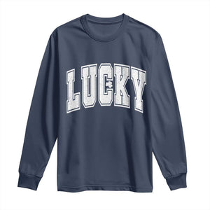 Vintage Lucky Shamrock Clover St Patricks Day Long Sleeve Shirt TS11 Navy Print Your Wear