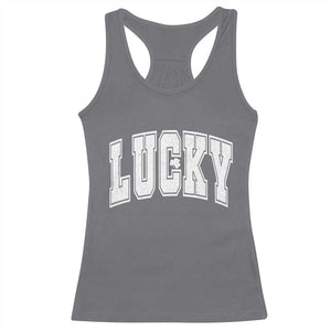 Vintage Lucky Shamrock Clover St Patricks Day Racerback Tank Top TS11 Charcoal Print Your Wear