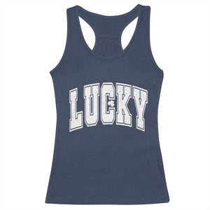 Vintage Lucky Shamrock Clover St Patricks Day Racerback Tank Top TS11 Navy Print Your Wear