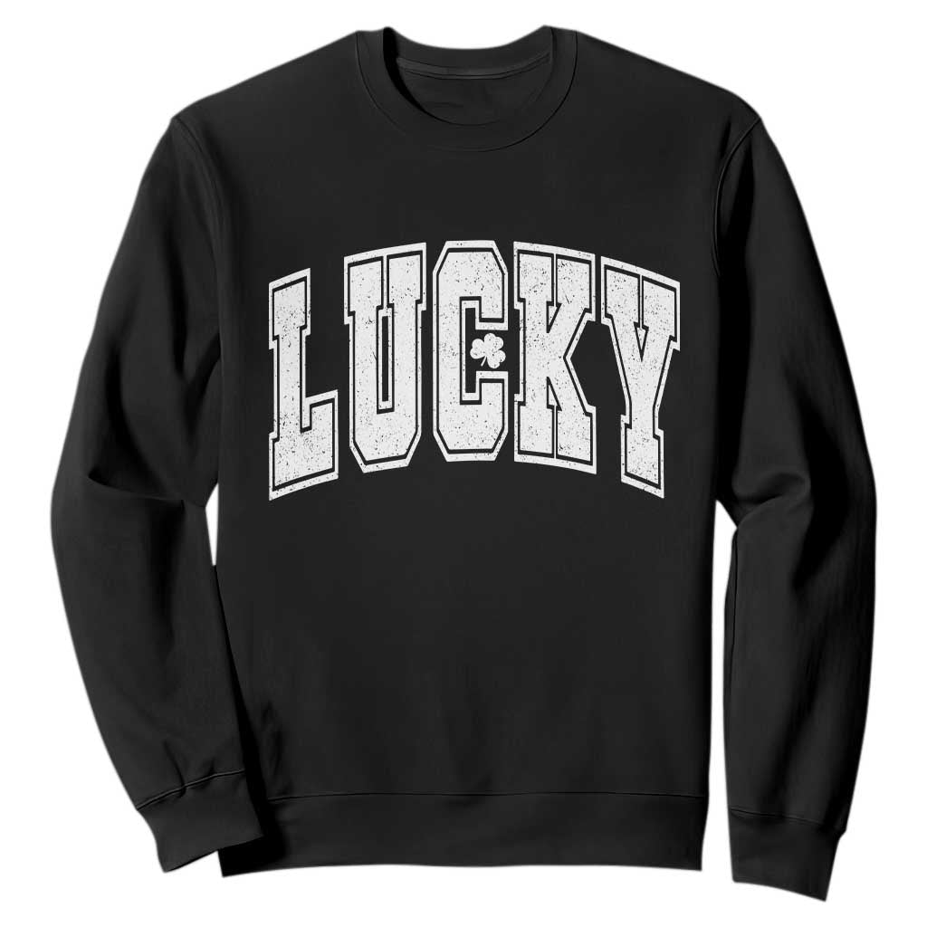 Vintage Lucky Shamrock Clover St Patricks Day Sweatshirt TS11 Black Print Your Wear