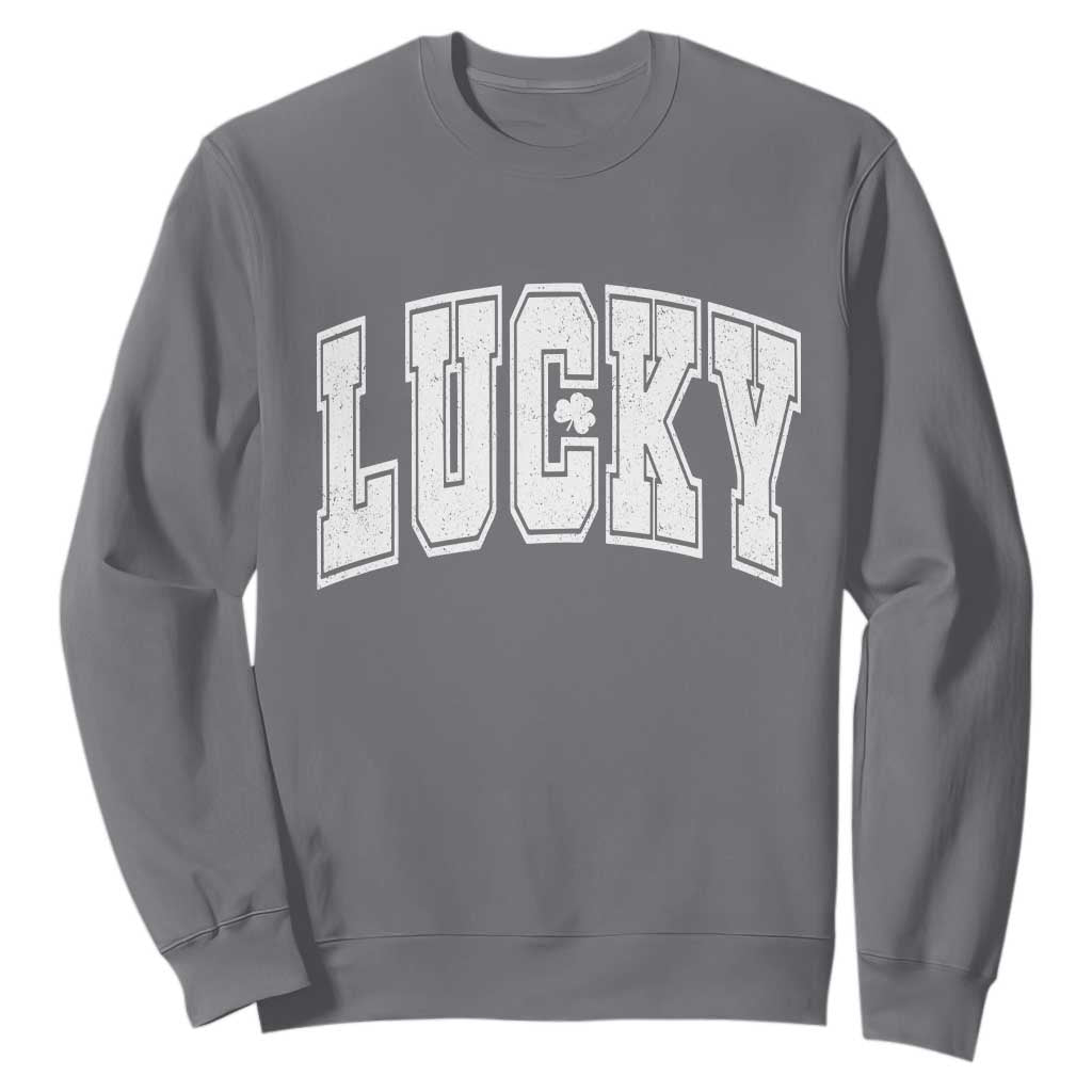 Vintage Lucky Shamrock Clover St Patricks Day Sweatshirt TS11 Charcoal Print Your Wear