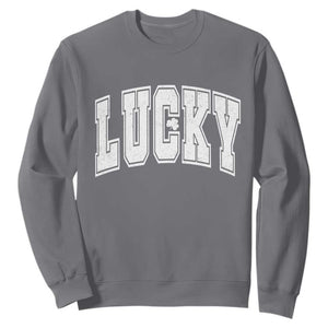 Vintage Lucky Shamrock Clover St Patricks Day Sweatshirt TS11 Charcoal Print Your Wear
