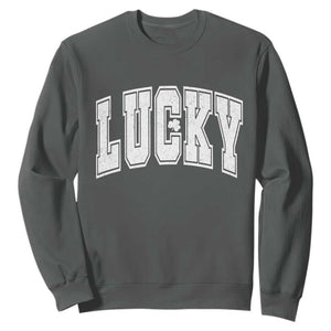 Vintage Lucky Shamrock Clover St Patricks Day Sweatshirt TS11 Dark Heather Print Your Wear