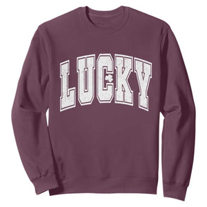 Vintage Lucky Shamrock Clover St Patricks Day Sweatshirt TS11 Maroon Print Your Wear