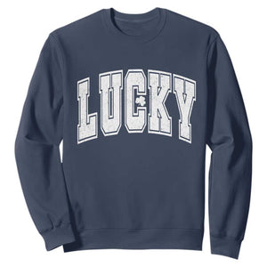 Vintage Lucky Shamrock Clover St Patricks Day Sweatshirt TS11 Navy Print Your Wear