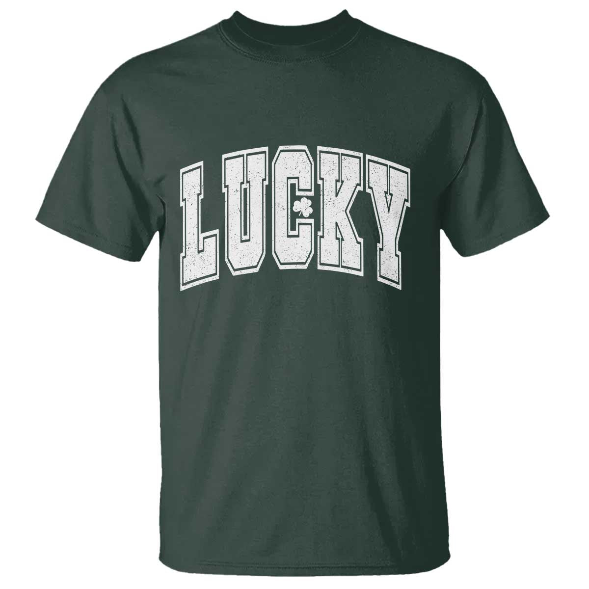 Vintage Lucky Shamrock Clover St Patricks Day T Shirt TS11 Dark Forest Green Print Your Wear