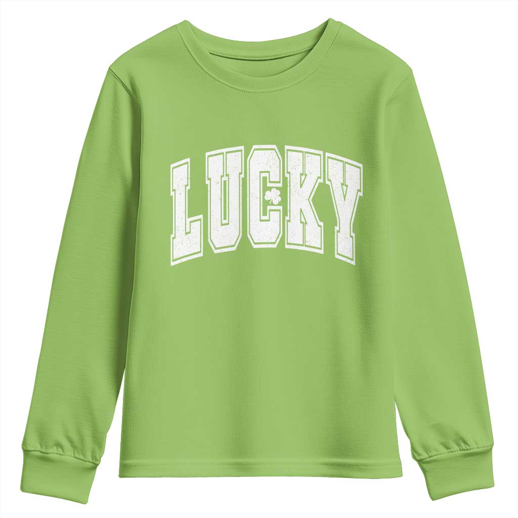Vintage Lucky Shamrock Clover St Patricks Day Youth Sweatshirt TS11 Lime Print Your Wear