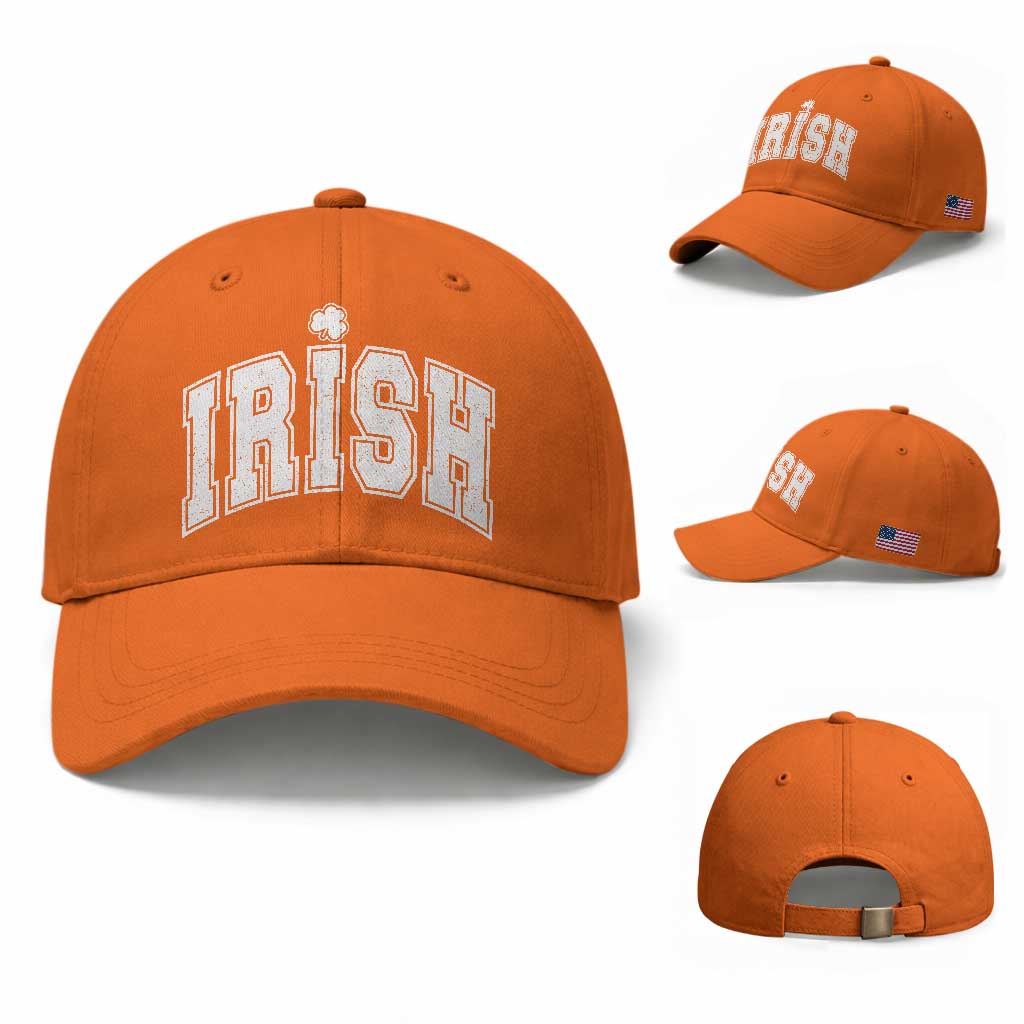 Funny Irish St Patricks Day Distressed Shamrock Ireland Pride Baseball Cap TS11 Baseball Cap Universal Fit Orange Print Your Wear