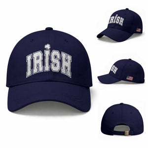 Funny Irish St Patricks Day Distressed Shamrock Ireland Pride Baseball Cap TS11 Baseball Cap Universal Fit Dark Blue Print Your Wear