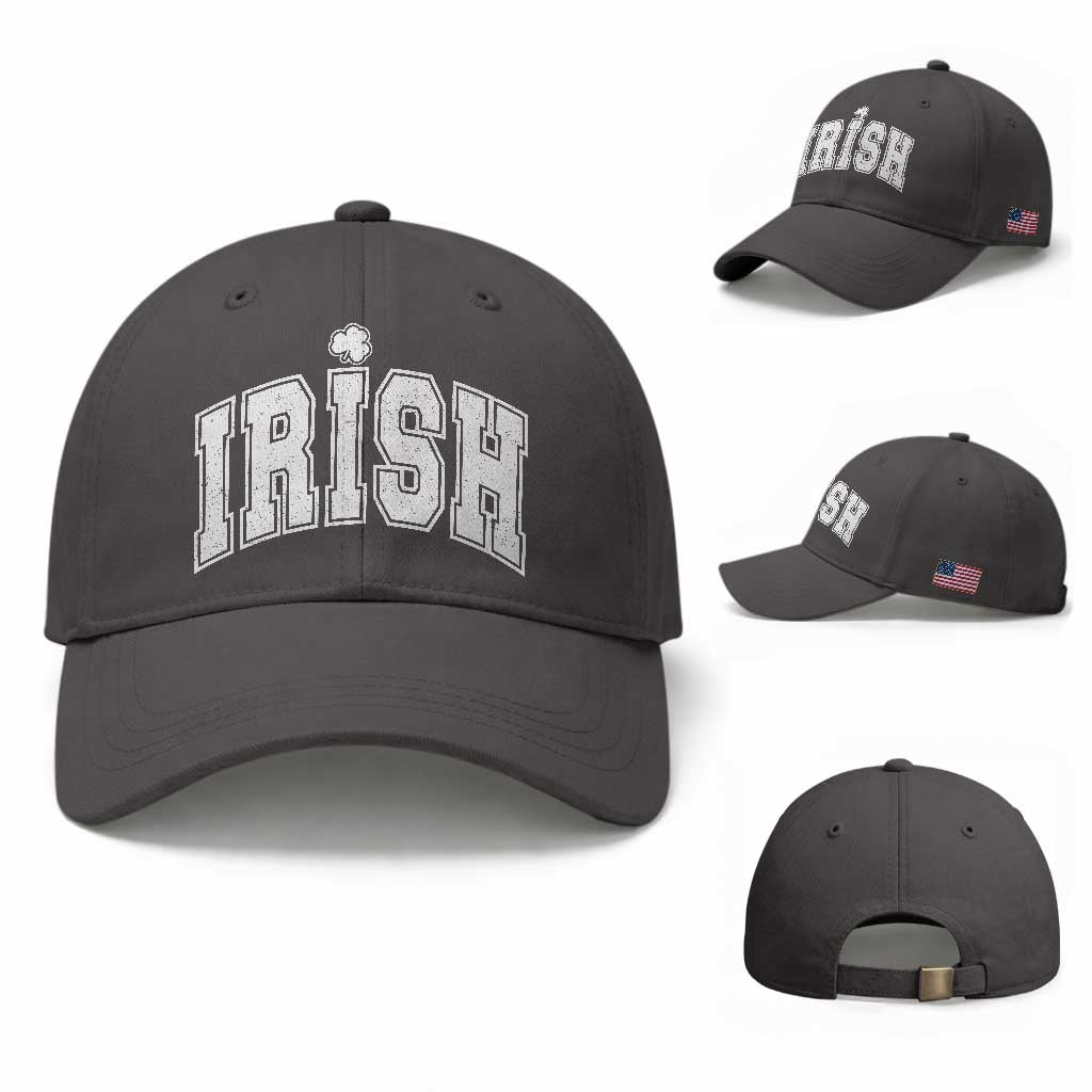 Funny Irish St Patricks Day Distressed Shamrock Ireland Pride Baseball Cap TS11 Baseball Cap Universal Fit Dark Gray Print Your Wear