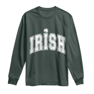 Funny Irish St Patricks Day Distressed Shamrock Ireland Pride Long Sleeve Shirt TS11 Dark Forest Green Print Your Wear
