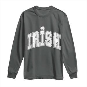 Funny Irish St Patricks Day Distressed Shamrock Ireland Pride Long Sleeve Shirt TS11 Dark Heather Print Your Wear