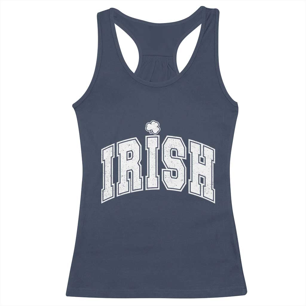 Funny Irish St Patricks Day Distressed Shamrock Ireland Pride Racerback Tank Top TS11 Navy Print Your Wear