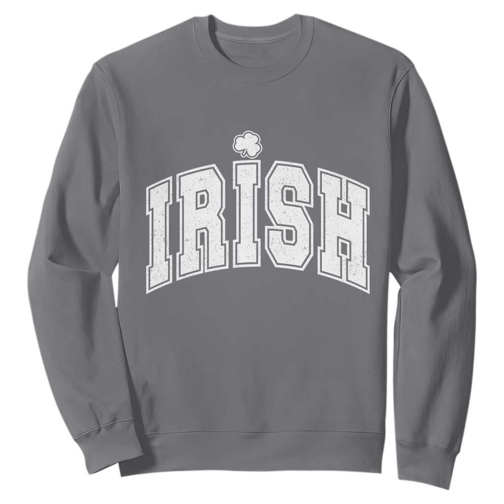 Funny Irish St Patricks Day Distressed Shamrock Ireland Pride Sweatshirt TS11 Charcoal Print Your Wear