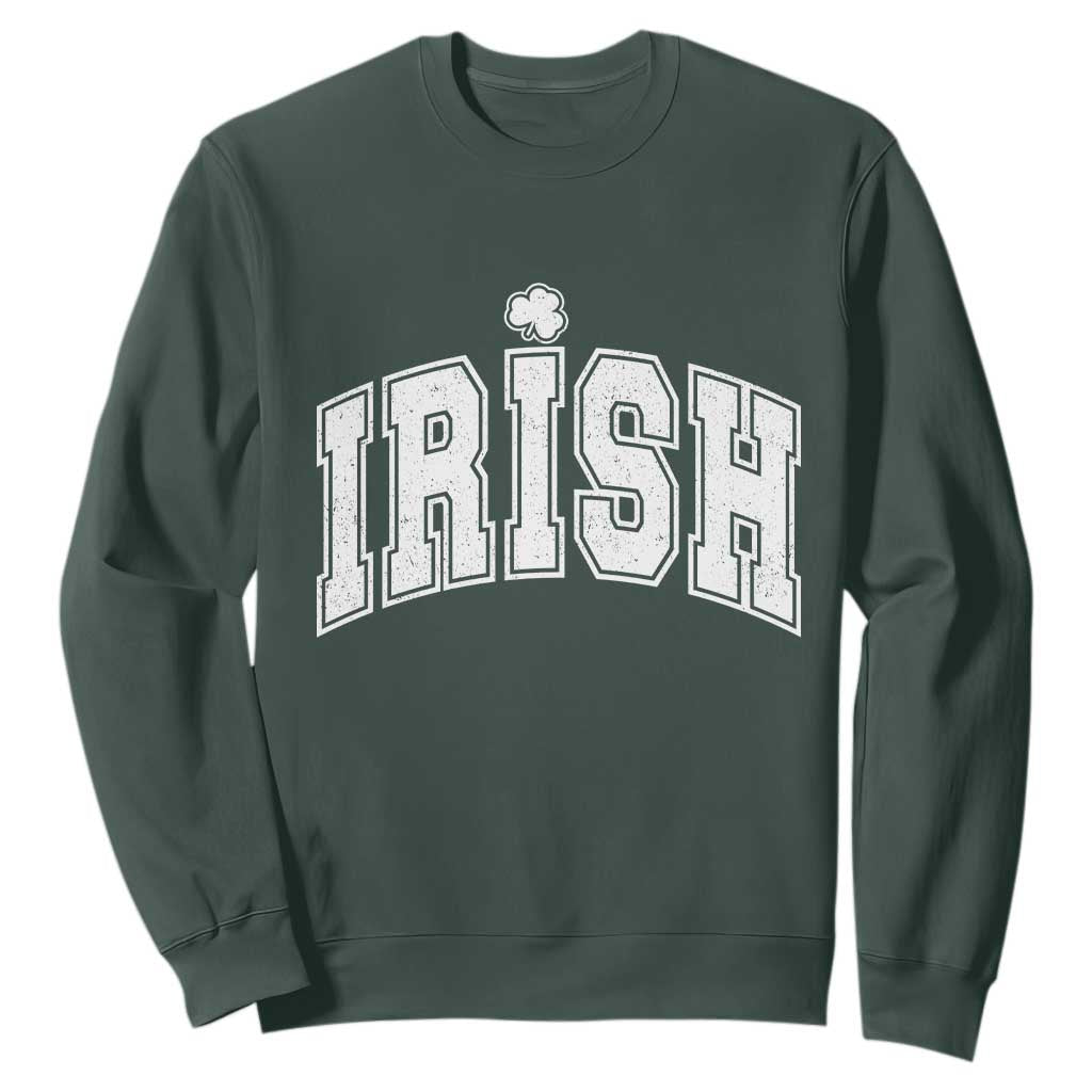 Funny Irish St Patricks Day Distressed Shamrock Ireland Pride Sweatshirt TS11 Dark Forest Green Print Your Wear