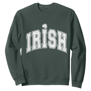 Funny Irish St Patricks Day Distressed Shamrock Ireland Pride Sweatshirt TS11 Dark Forest Green Print Your Wear