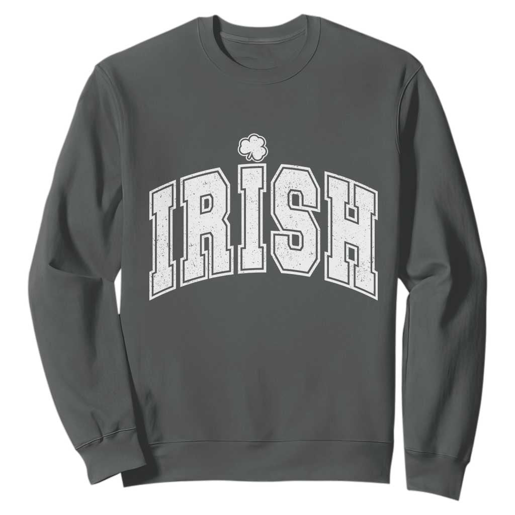 Funny Irish St Patricks Day Distressed Shamrock Ireland Pride Sweatshirt TS11 Dark Heather Print Your Wear