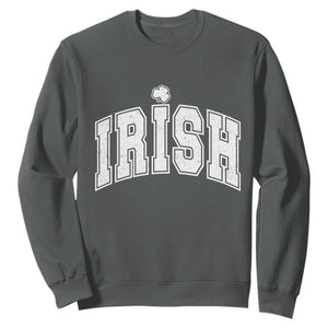 Funny Irish St Patricks Day Distressed Shamrock Ireland Pride Sweatshirt TS11 Dark Heather Print Your Wear