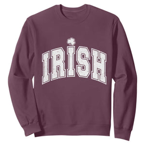 Funny Irish St Patricks Day Distressed Shamrock Ireland Pride Sweatshirt TS11 Maroon Print Your Wear