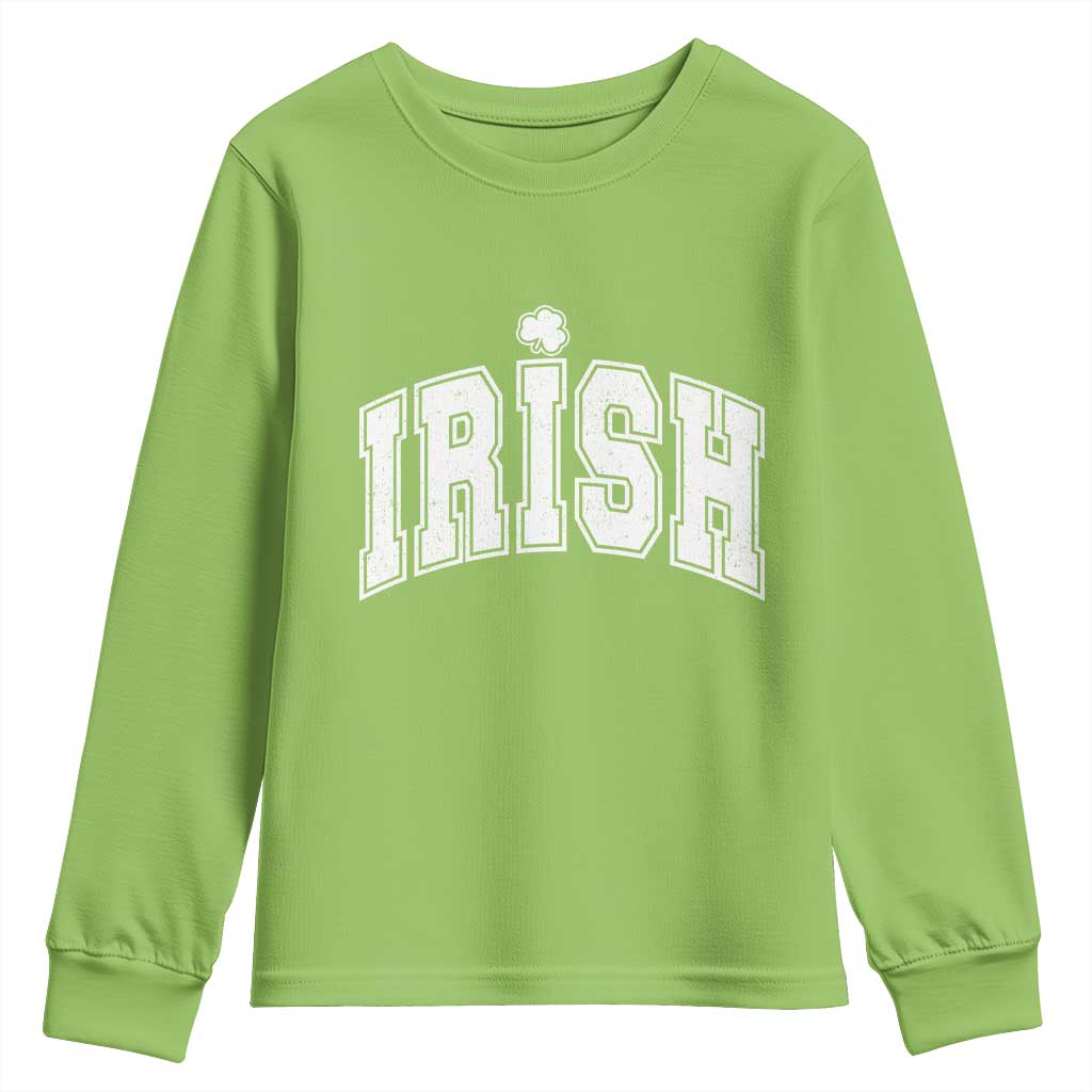 Funny Irish St Patricks Day Distressed Shamrock Ireland Pride Youth Sweatshirt TS11 Lime Print Your Wear
