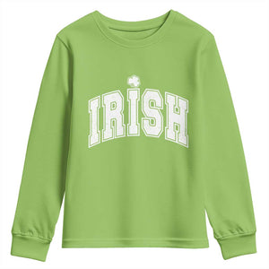 Funny Irish St Patricks Day Distressed Shamrock Ireland Pride Youth Sweatshirt TS11 Lime Print Your Wear