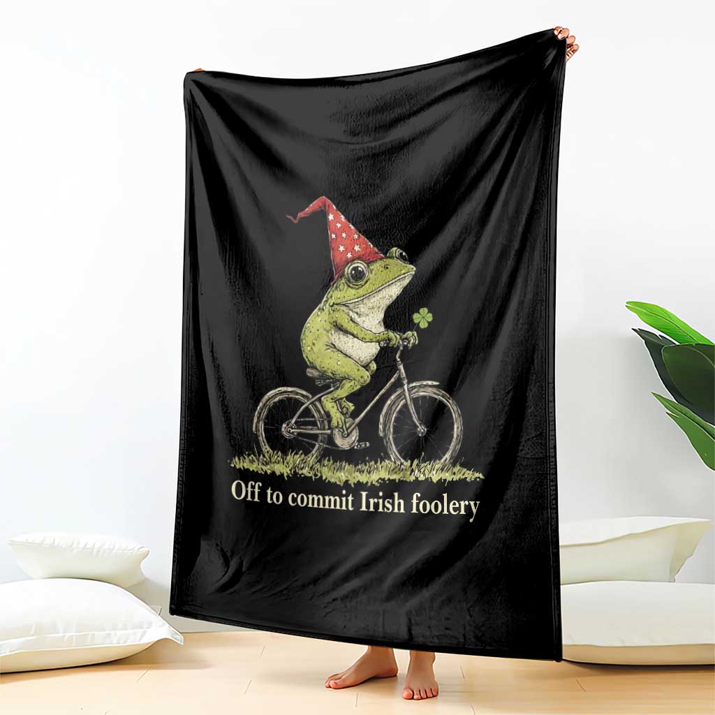 Funny Frog St Patricks Day Throw Blanket Off To Commit Irish Foolery Four Leaf Clover TS11 Print Your Wear