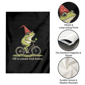 Funny Frog St Patricks Day Garden Flag Off To Commit Irish Foolery Four Leaf Clover TS11 Print Your Wear