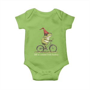 Funny Frog St Patricks Day Baby Onesie Off To Commit Irish Foolery Four Leaf Clover TS11 Lime Print Your Wear