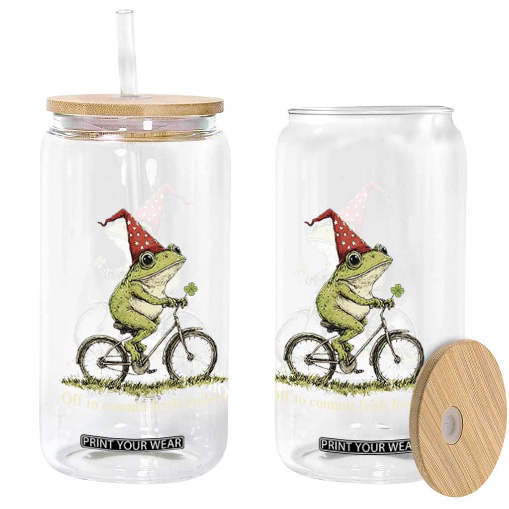 Funny Frog St Patricks Day Glass Can Off To Commit Irish Foolery Four Leaf Clover TS11 Print Your Wear