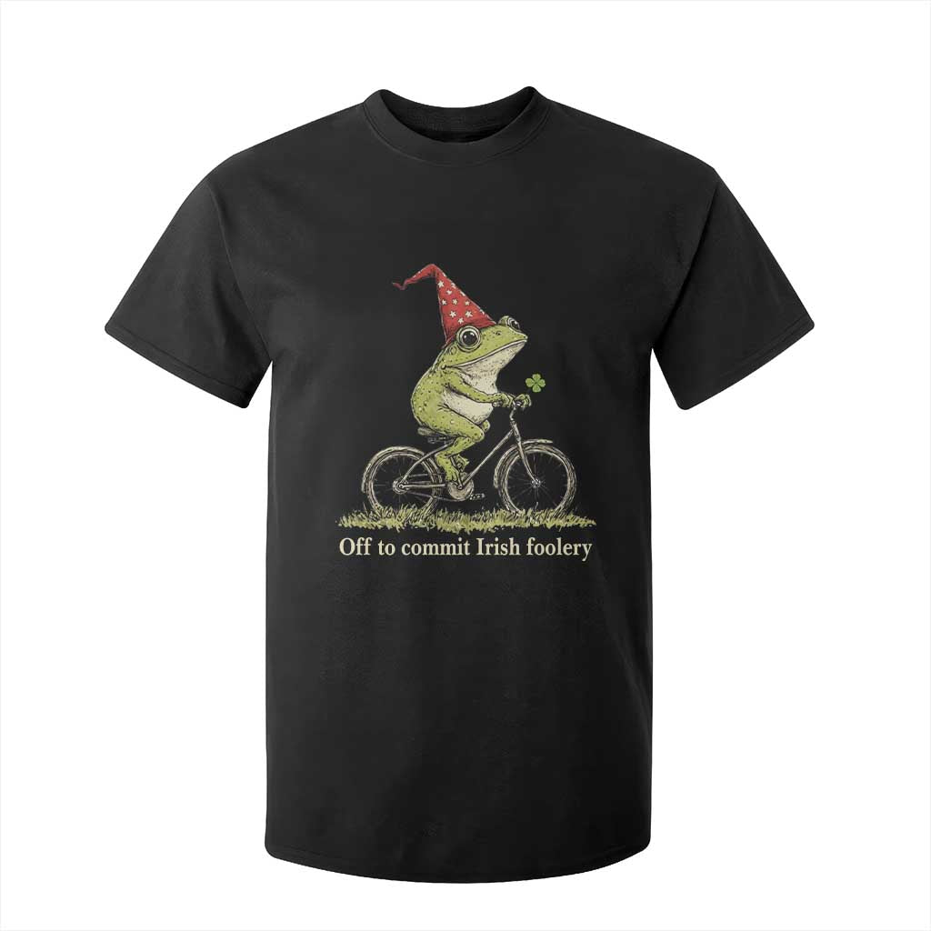 Funny Frog St Patricks Day T Shirt For Kid Off To Commit Irish Foolery Four Leaf Clover TS11 Black Print Your Wear
