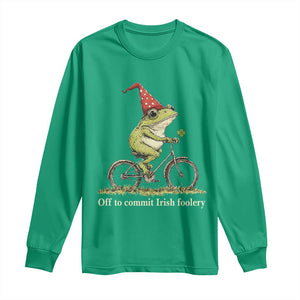 Funny Frog St Patricks Day Long Sleeve Shirt Off To Commit Irish Foolery Four Leaf Clover TS11 Irish Green Print Your Wear