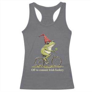 Funny Frog St Patricks Day Racerback Tank Top Off To Commit Irish Foolery Four Leaf Clover TS11 Charcoal Print Your Wear