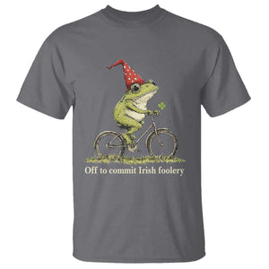 Funny Frog St Patricks Day T Shirt Off To Commit Irish Foolery Four Leaf Clover TS11 Charcoal Print Your Wear