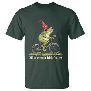 Funny Frog St Patricks Day T Shirt Off To Commit Irish Foolery Four Leaf Clover TS11 Dark Forest Green Print Your Wear