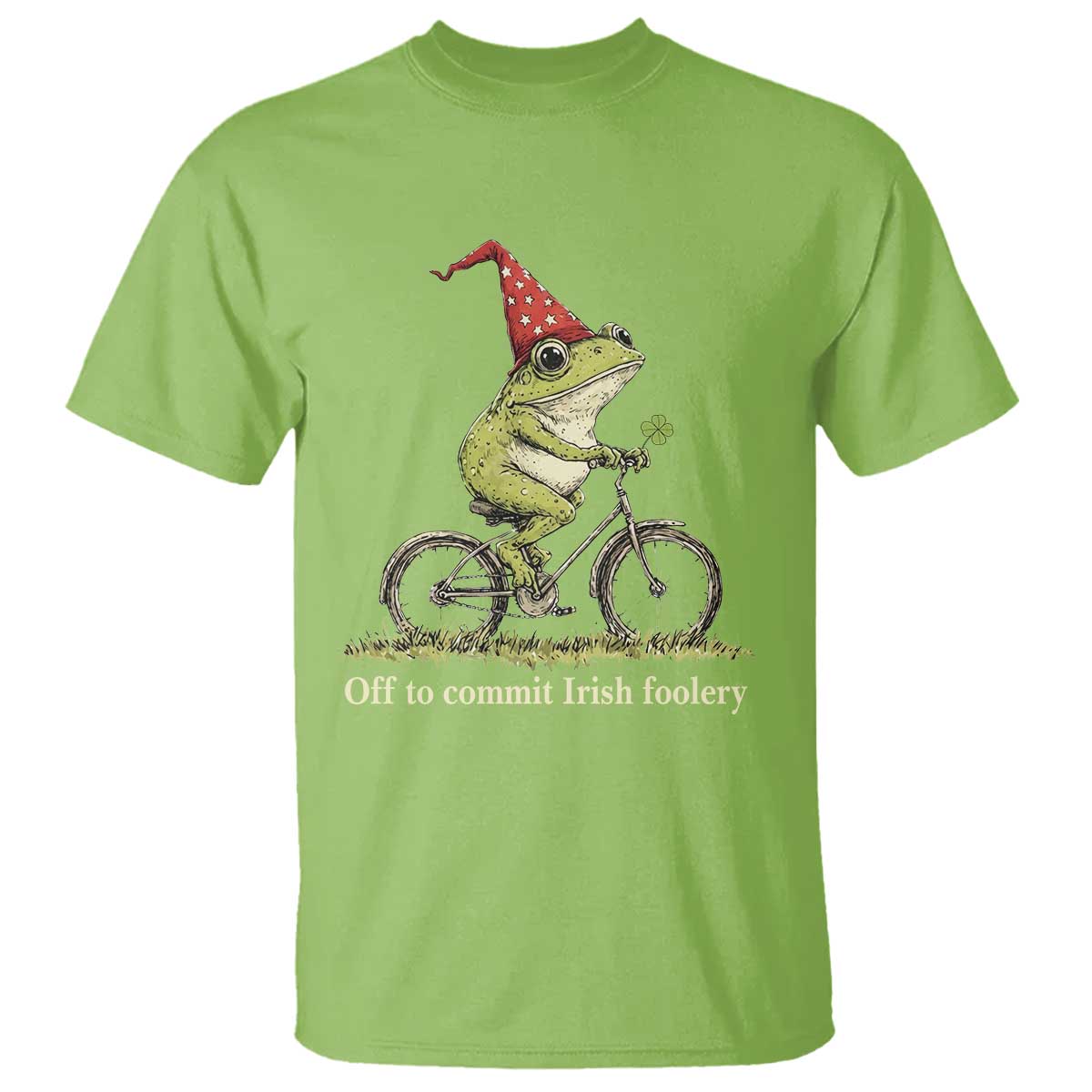 Funny Frog St Patricks Day T Shirt Off To Commit Irish Foolery Four Leaf Clover TS11 Lime Print Your Wear