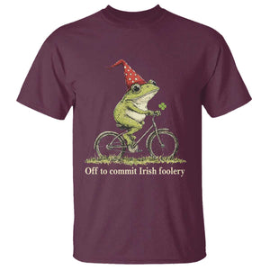 Funny Frog St Patricks Day T Shirt Off To Commit Irish Foolery Four Leaf Clover TS11 Maroon Print Your Wear