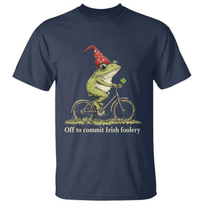 Funny Frog St Patricks Day T Shirt Off To Commit Irish Foolery Four Leaf Clover TS11 Navy Print Your Wear