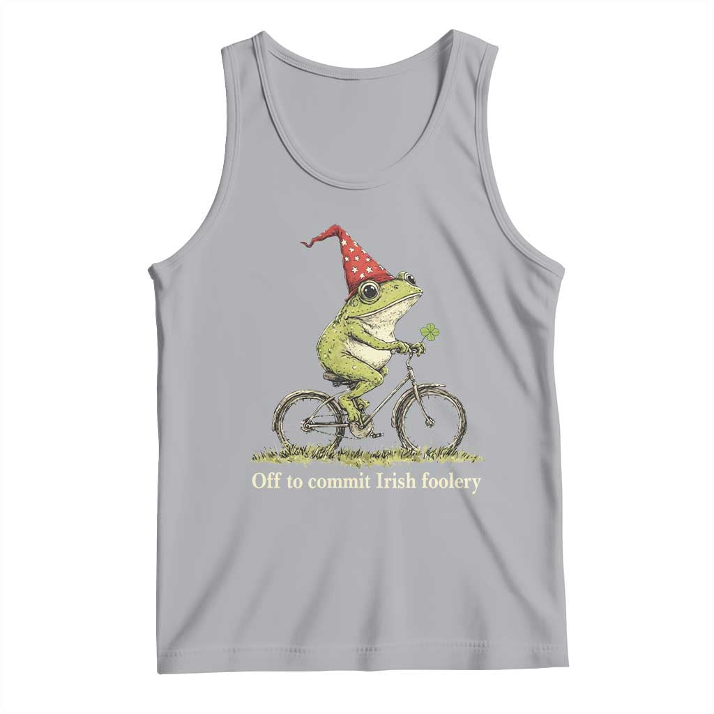 Funny Frog St Patricks Day Tank Top Off To Commit Irish Foolery Four Leaf Clover TS11 Athletic Heather Print Your Wear
