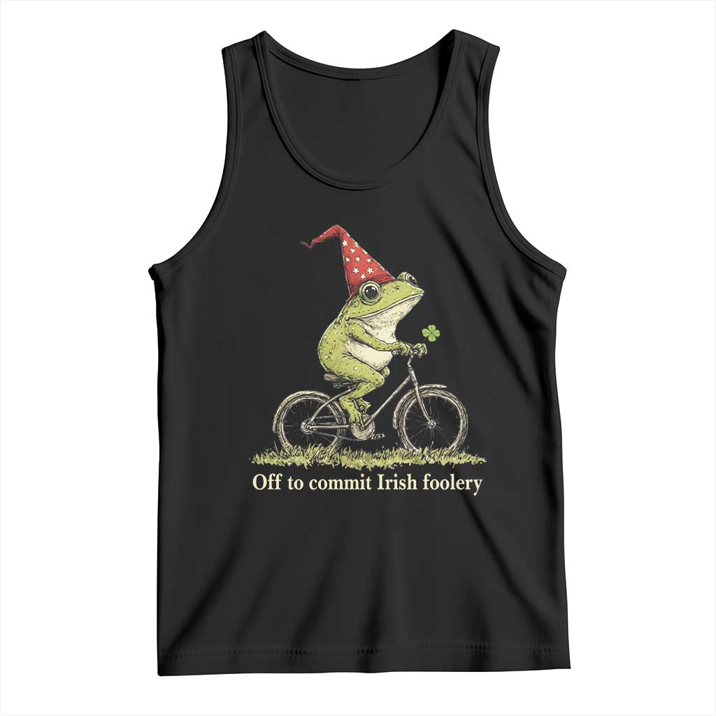Funny Frog St Patricks Day Tank Top Off To Commit Irish Foolery Four Leaf Clover TS11 Black Print Your Wear