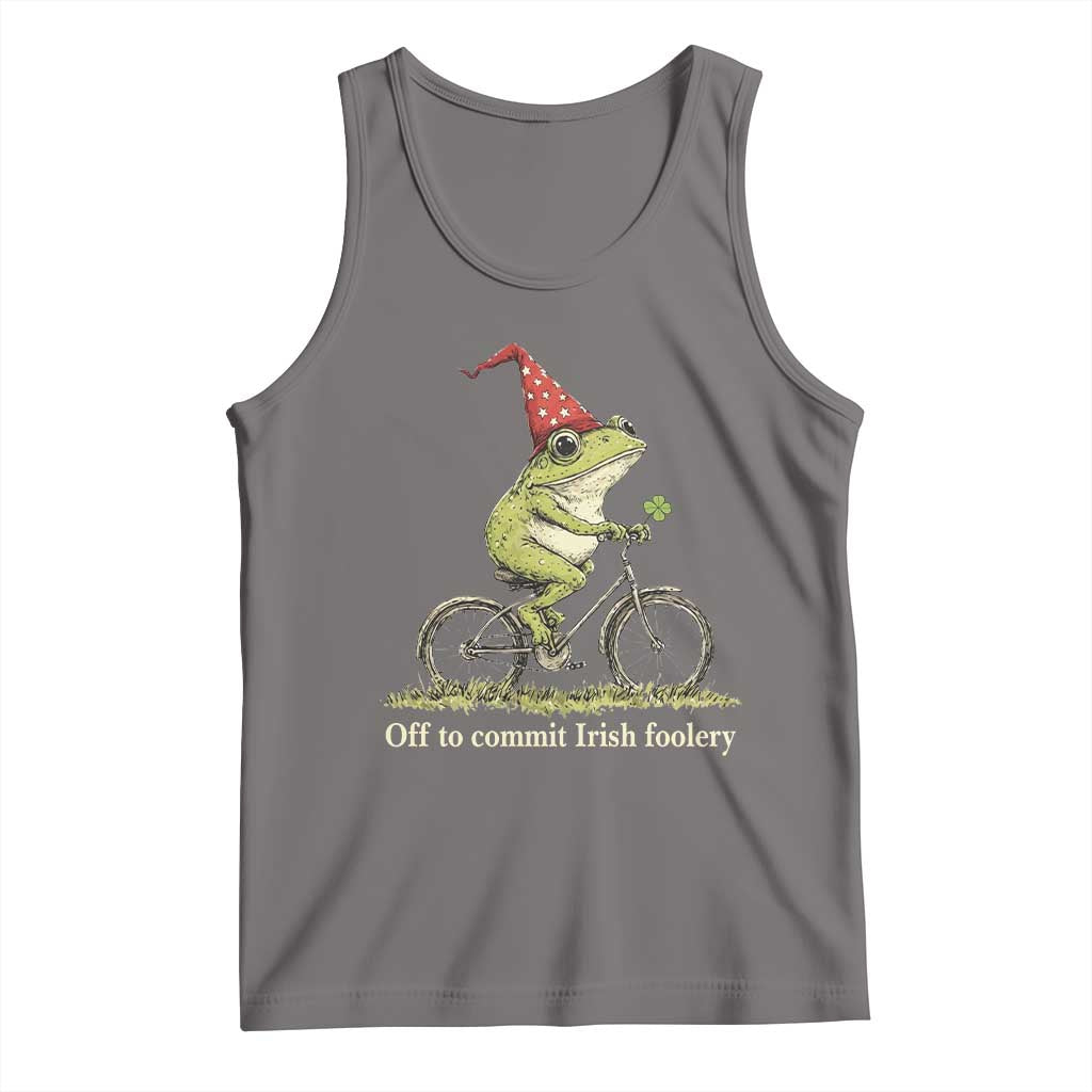 Funny Frog St Patricks Day Tank Top Off To Commit Irish Foolery Four Leaf Clover TS11 Deep Heather Print Your Wear