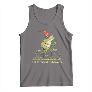 Funny Frog St Patricks Day Tank Top Off To Commit Irish Foolery Four Leaf Clover TS11 Deep Heather Print Your Wear