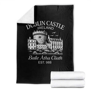 Dublin Castle Ireland Throw Blanket Baile Atha Cliath Ireland Travel Souvenir TS11 Black Print Your Wear