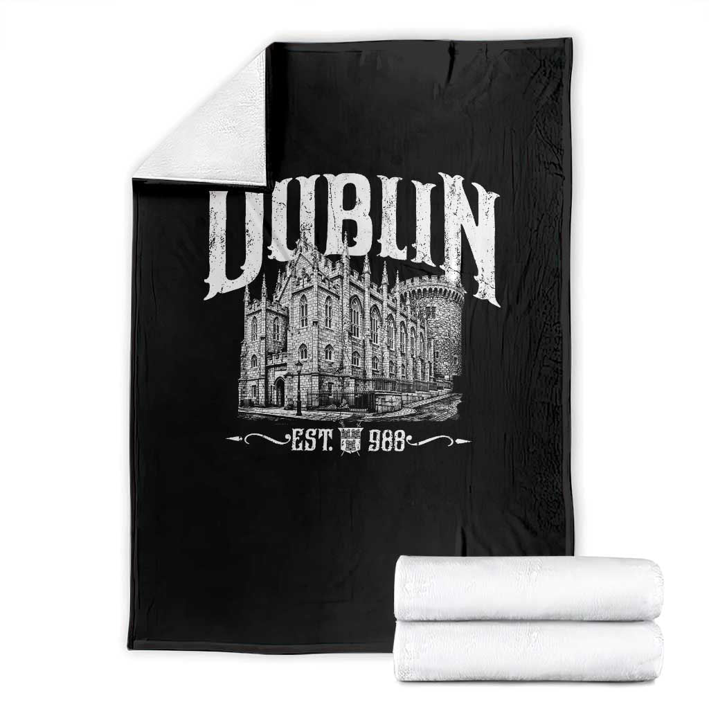 Dublin Castle Ireland Est 988 Travel Souvenir Throw Blanket TS11 Black Print Your Wear