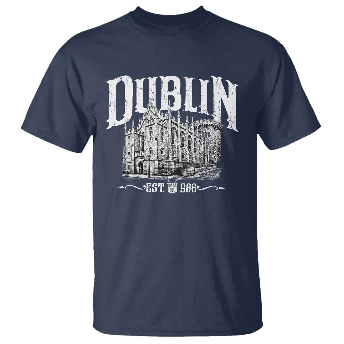 Dublin Castle Ireland Est 988 Travel Souvenir T Shirt TS11 Navy Print Your Wear