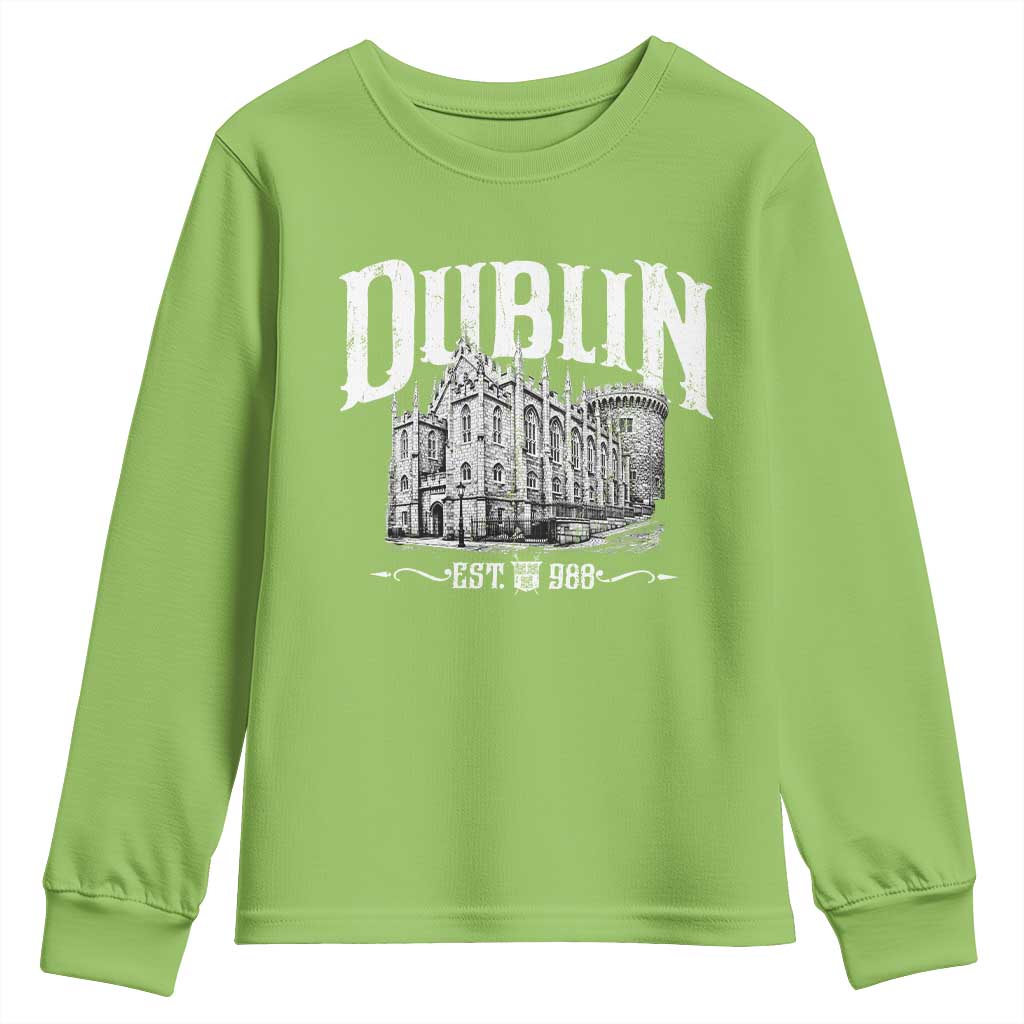 Dublin Castle Ireland Est 988 Travel Souvenir Youth Sweatshirt TS11 Lime Print Your Wear